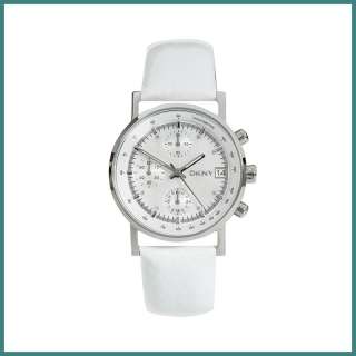 New DKNY womens white leather Chronograph WATCH NY4329 date function 