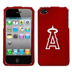 APPLE IPHONE 4 4G WHITE ANGELS OUTLINE SYMBOL ON A RED HARD CASE COVER