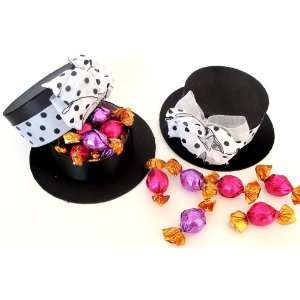 Black & White Formal Bonnet Hat Gift Box With Dozen Godiva Assorted 