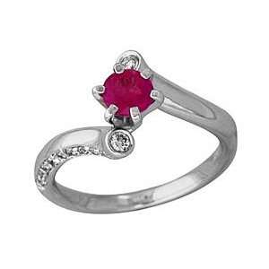  Ruby and Diamond Wave Ring in 14kt White Gold Jewelry