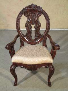 Set 10 SOLID MAHOGANY Round Back Floral Upholstery DINING CHAIRS 