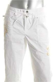 INC NEW Low Rise White Embellished Capri Pants Misses 4  
