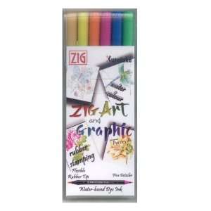  ZIG Art and Graphic Twin Marker 6 Piece Set Vivid Colours 