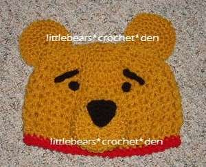 Custom Boutique Crochet WINNIE THE POOH BEAR Beanie Hat  