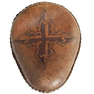   Harley Chopper Bobber Rustic Brown Leather Gothic Cross Solo Seat Kit