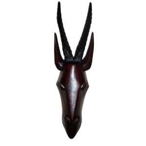 Antelope Mask African Hand Carved Dark Fragrant Wood Wall Art  