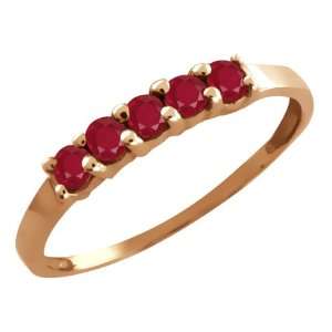  0.60 Ct Round Red Ruby 18k Rose Gold Ring Jewelry