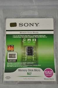 SONY MEMORY STICK M2 512MB W/DUO ADAPTOR INCLUDED *NEW* 027242707719 