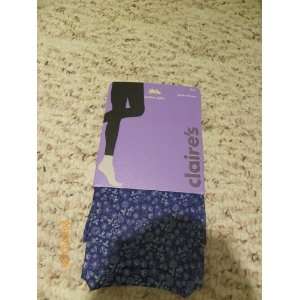  Claires Girls flowers blue Footless Tights, Size M/L 