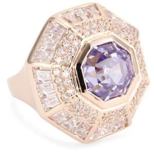    nOir New Novelty Rose Gold Purple Cocktail Ring, Size 8 Jewelry