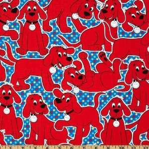  44 Wide Clifford Be Big Large Dog Blue Fabric By The 