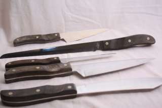Vintage 5 Piece Ekco Arrowhead Kitchen Knife Set With Holder  