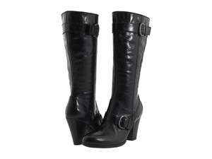Womens Born 3 Inch Heel Zip On Buckled Boot Marlow Black Leather 