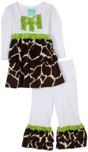 Mud Pie Baby Girls Wild Child Giraffe Disco Pants Shirt Outfit Set 