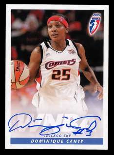2007 WNBA Autograph DOMINIQUE CANTY Chicago Sky UNIVERSITY OF ALABAMA 