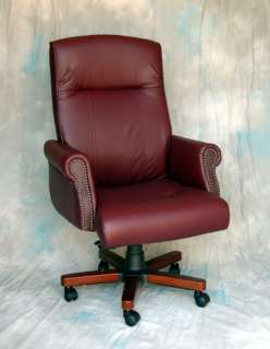 Genuine Leather Burgundy Executive Office Chair  