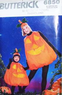 Butterick Pattern 6850 Kids 3 6x Costume Pumpkin w Hat  