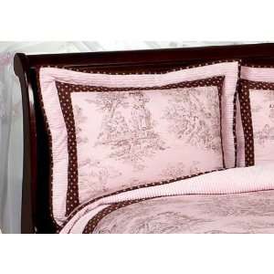Pink and Brown French Toile and Polka Dot Pillow Sham by JoJo Designs 