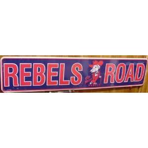 University Of Mississippi Ole Miss Rebels Road Embossed Metal Street 