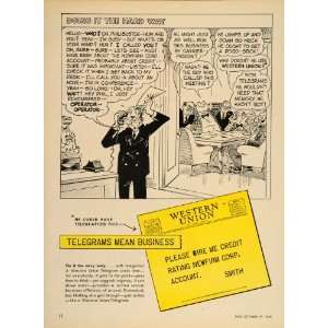  1949 Ad Western Union Telegram Business Meeting Men 