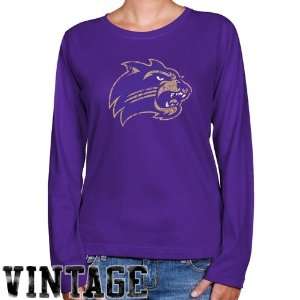 NCAA Western Carolina Catamounts Ladies Purple Distressed Logo Vintage 