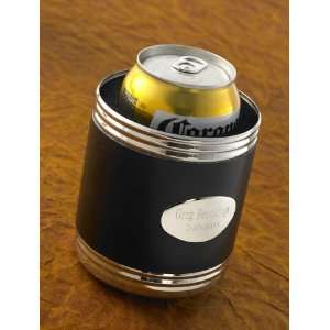   Favors Personalized Black Leather Can Koozie
