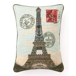  Eiffel Tower Needlepoint Pillow