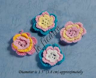 Color Cotton Hand Crochet Flower Appliques Sew On Crafts Bows x 