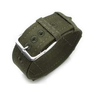  20mm Olive Military Canvas strap, one piece design, WWII 