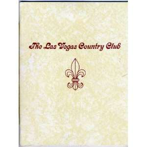  The Las Vegas Country Club Menu Nevada 1985 Everything 