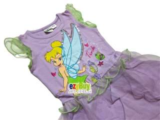 Tinkerbell Fairies Purple Costume Summer Girls Dress 4  