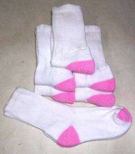 12 pair Girls White Cotton Crew Socks Size 4 6 NEW  