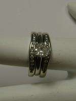 14k WG White Gold .84ct tw Princess Diamond Engagement & Wedding Ring 