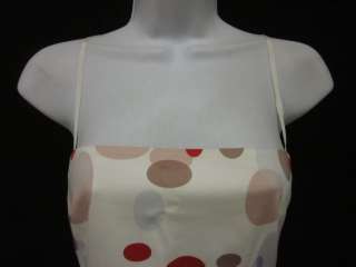 ELIE TAHARI White Polka Dot Print A Line Dress Sz 6  