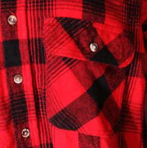 Vtg 80s Five Brother red black Check Plaid Flannel Shirt Men S punk 