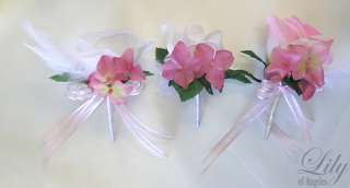 17pcs Wedding Bridal Round Bouquet Flower PINK FEATHER  