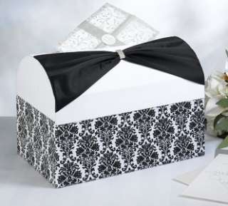 Black & White Damask Wedding Card Box Holder Wishing Well  