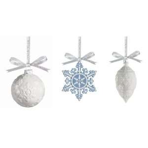 Wedgwood Holiday Snowflake Ornaments Snowflake Set Of 3  
