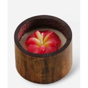Scented Candle (Set of 2)   Frangipani Red in Bamboo Casing; Handmade 