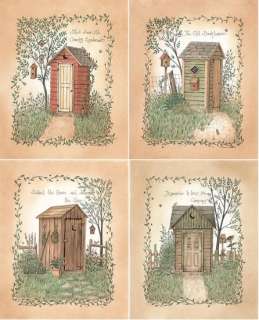 Outhouse Set of 4 Linda Spivey Country Frame Picture  