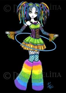Rainbow Cyber Goth Hula Hoop Fairy Art OOAK ACEO Luxie  