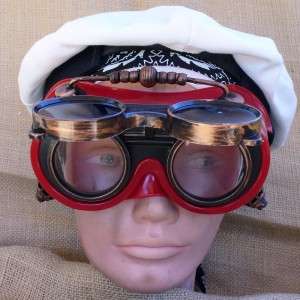 Steampunk Goggles Glasses cyber lens goth Victorian RAVE Biker 