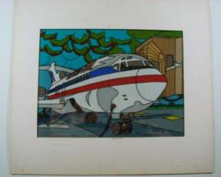 Vintage American Airlines Plane Cartoon Art Cel Matted  