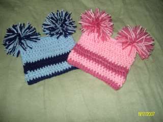 New Crochet Set of 2 baby hat 0 3 month photo prop ♥  