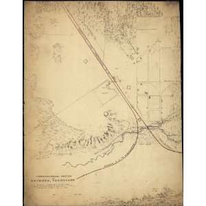  Civil War Map Topographical sketch of Decherd, Tennessee 