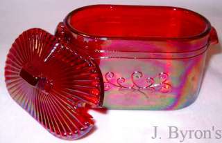 RED CARNIVAL GLASS WASHBOILER JAR marked WESTMORLAND  