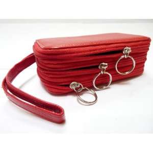  Red   Genuine Leather Cell Phone Wallet, Key Chain Holder 