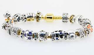 Silver Sister beads European Charm Bracelets Necklace Screw Snake 