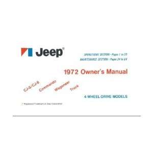  1972 JEEP Full Line Owners Manual User Guide Automotive