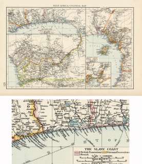 Antique 1900 Times Atlas Colonial Map of West Africa  